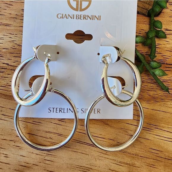 Giani Bernini 2-Pc. Set Polished Hoop Earrings in Sterling Silver NWT - Picture 2 of 6